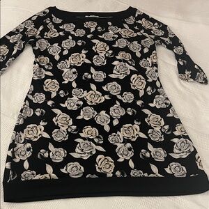 White House Black Market Black and Cream Floral Mini Dress